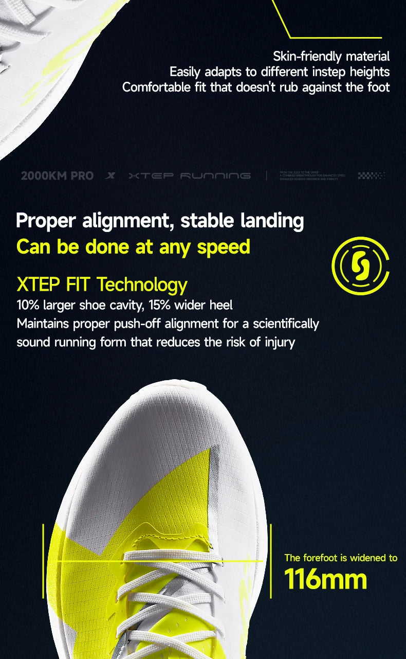 XTEP 2000KM 5.5 PRO Men Running Shoes Plate-free Racing Training Shoes with Cushioning and Water-repellent Finish 874419110062