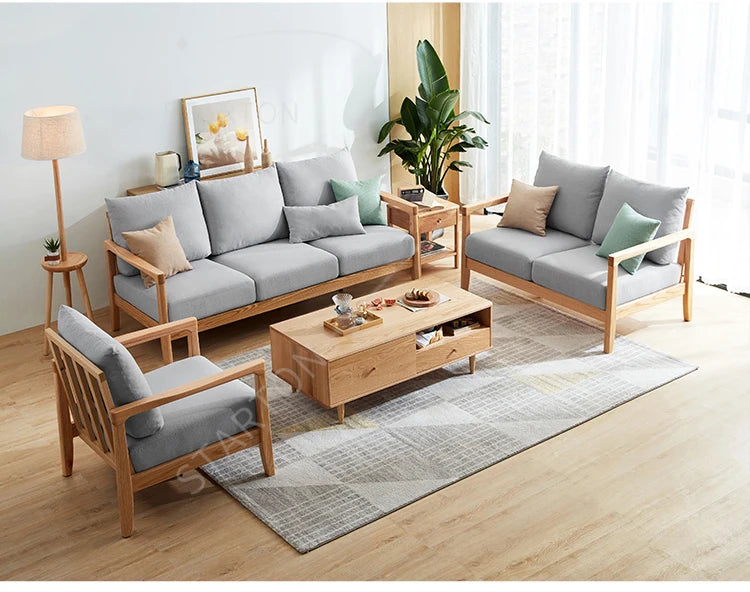 Wooden Sofa with Removable Cover Feature