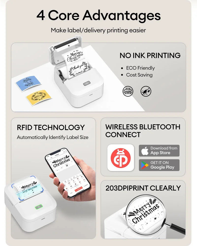 Marklife X2 Mini Portable Label Printer 2Inch Handheld Thermal Printer Mobile Bluetooth Wireless Adhesive Label Labeling Machine