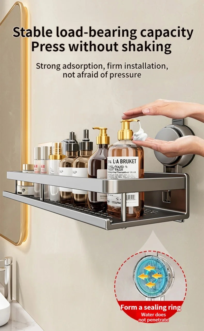 No Drill Bathroom Suction Cup Storage Shelf Storage Shelf Bathroom Perforation-Free Wall Hanging Vanity Toilet Triangle Basket R