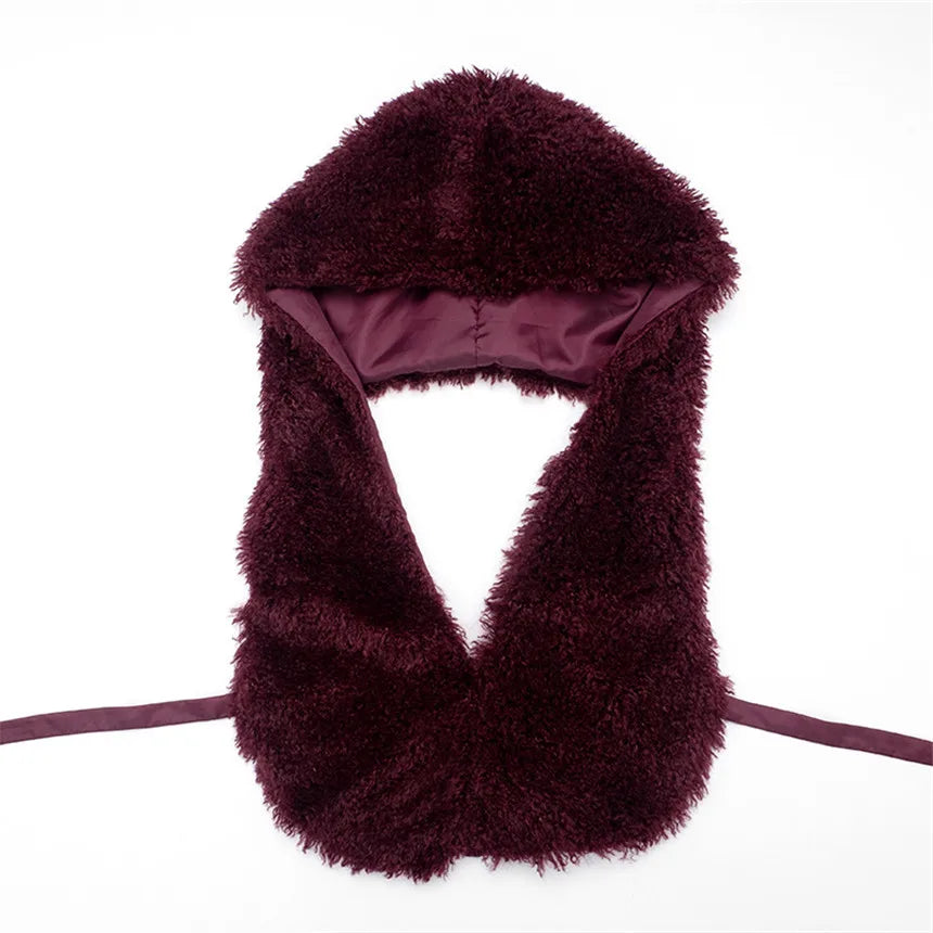2026 Fall Winter Fashion Faux Fur 2 Piece Set Women Lace Up Backless Hooded Tank Tops + Bodycon Mini Skirts Casual Street Suits