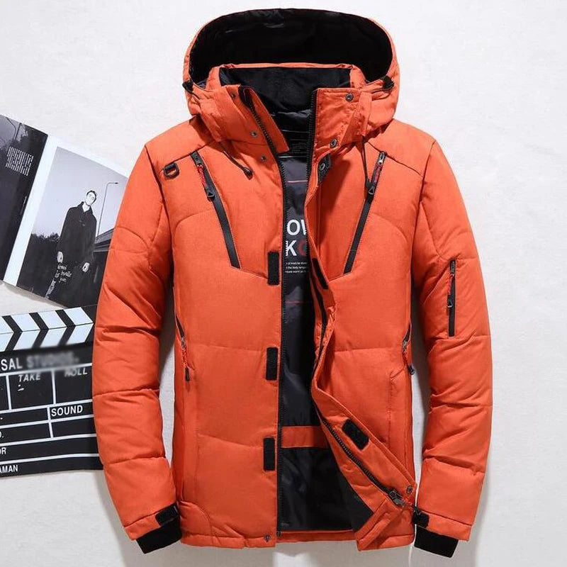 Down Jacket Male Winter Men White Duck Down Jacket Hooded Outdoor Thick Warm Padded Snow Coat Oversize M-4XL