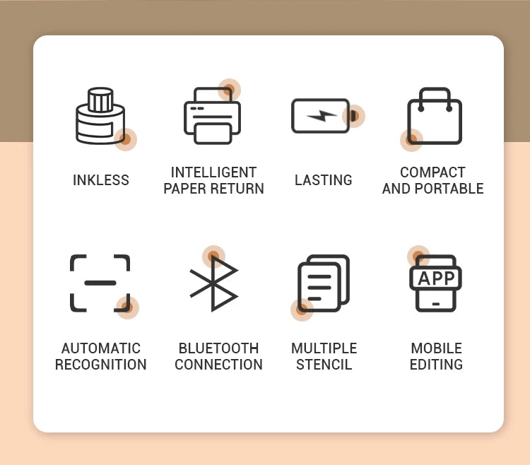 Compact Wireless Thermal Printer, Bluetooth Label Maker, Inkless Printing, Auto Paper Detection for iOS & Android Devices