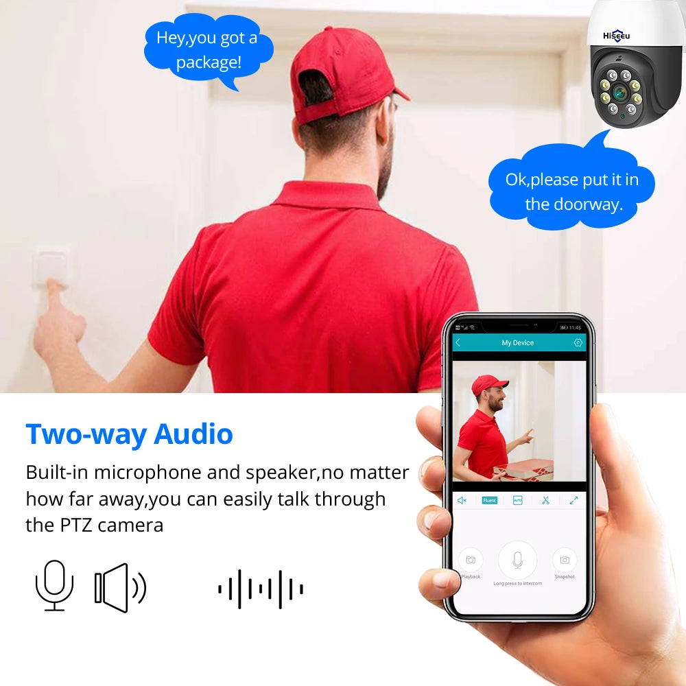 Hiseeu 2MP PTZ Wifi Smart Camera 5x Digital Zoom Human Detect Auto Tracking Wireless CCTV Video Surveillance IP Camera