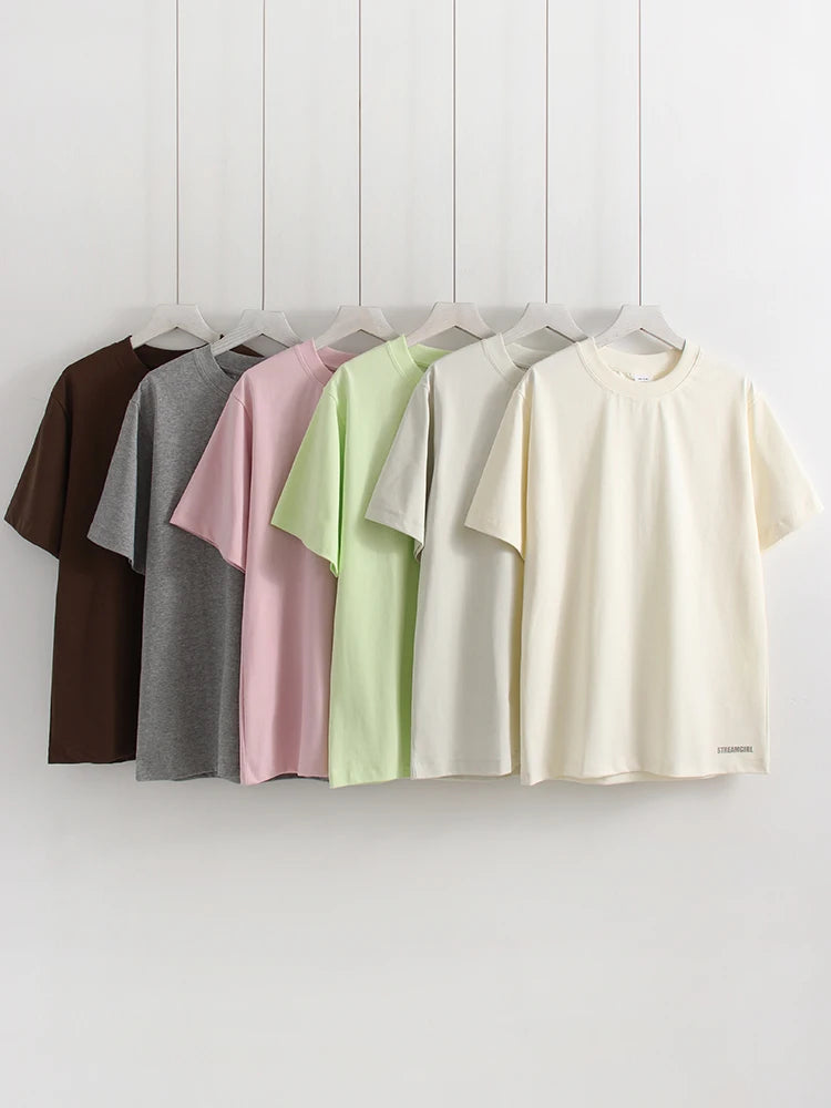 Summer 2 Piece Shorts Set Woman Cotton Brown Oversized T Shirts And Shorts Two Pieces Outfits For Women White Short Sets Pink