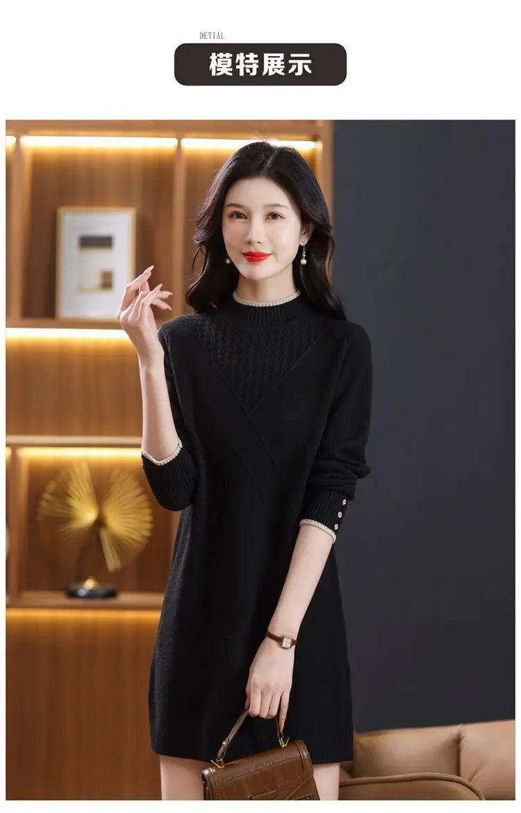 Women's Turtleneck Knitwear Top Long Sleeve Pullover Sweater Woman Clothing Fall Winter Knit Basic Blouse Wool Ladies Sweater