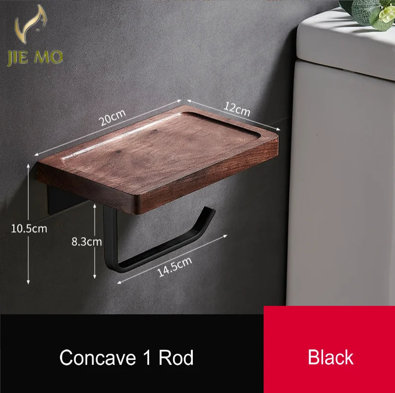 Paper Towel Rack Black Walnut Toilet Roll Rack Creative Solid Wood Paper Towel Hook Bathroom Rack
