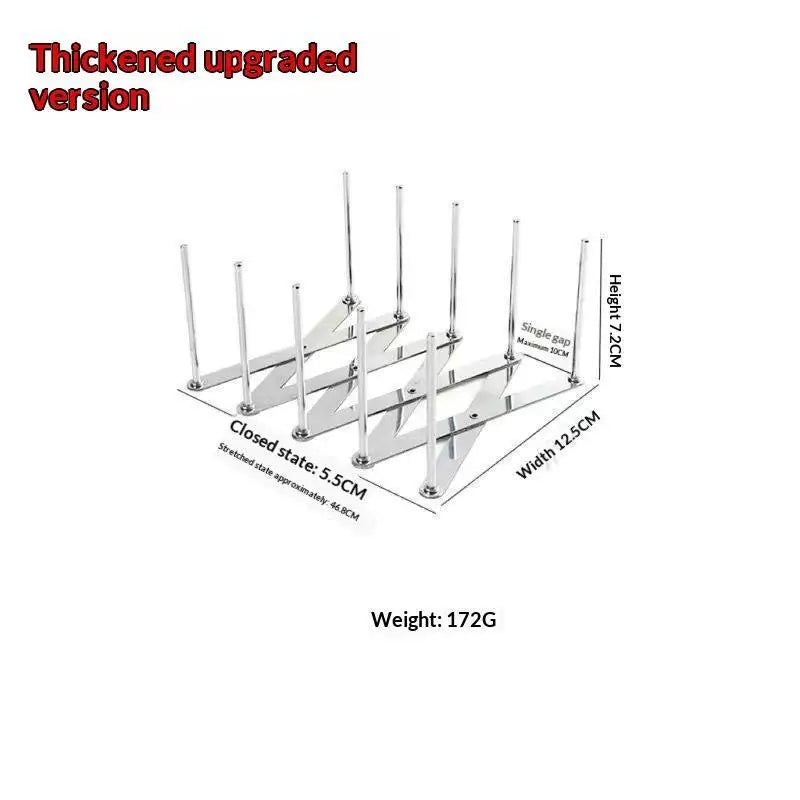 Stainless Steel Dish Rack Adjustable Kitchen Drainer Foldable Utensil Holder For Dishes Cups Pots & Lids Space Saving