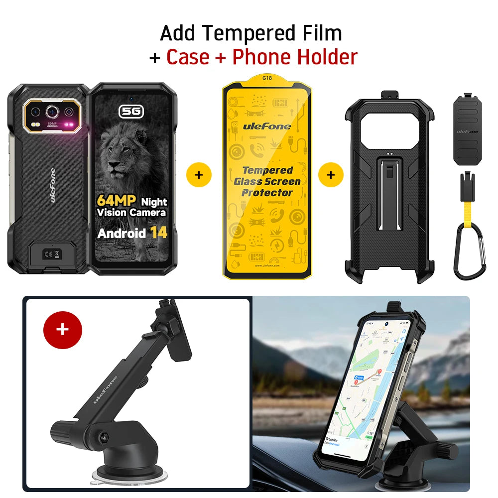 Ulefone Armor 27 Pro 5G 10600mAh Smartphone 50MP Camera 64MP Night Android 14 Rugged Phone Up to 24GB+256GB NFC Waterproof Phone