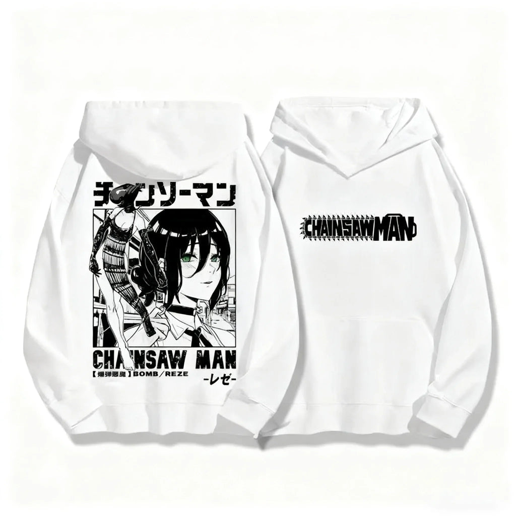 Autumn Winter Sweatshirt Chainsaw Man Reze Hooded Men Women Oversized Y2k Unisex Fleece Warm Pullovers Hip Hop Women Hoodie Top