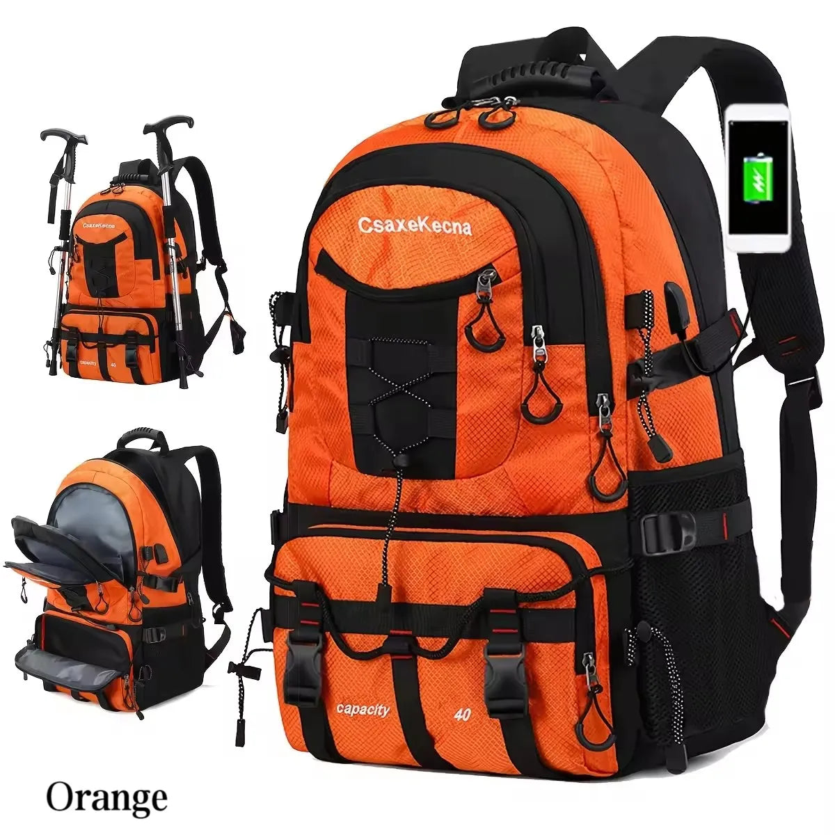 Large Capacity Backpack Professional Outdoor Hiking and Mountaineering Bag Lightweight and Waterproof Travel Bag, USB Interface