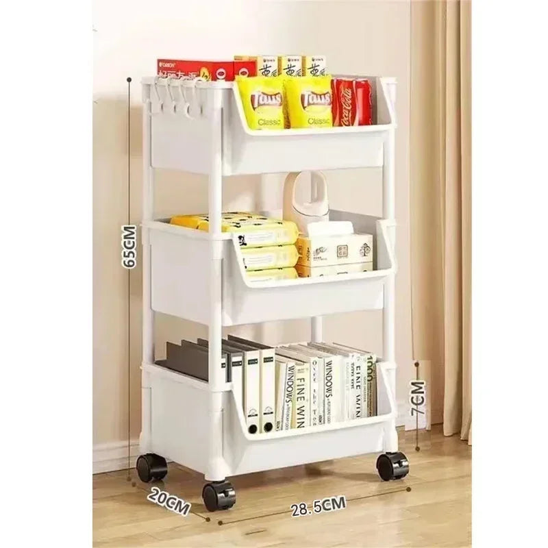 Home Trolley Bookshelf Kitchen Storage Rack Kitchen Corner Narrow Slit Storage Cabinet Bathroom Living Room Storage Rack