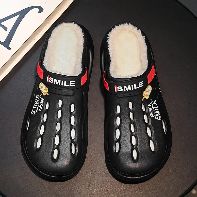 Winter Men Slippers Warm Furry Garden Shoes Soft Indoor Home Cotton Shoe EVA Plush Slides Casual Outdoor Comfortable Fur Clogs