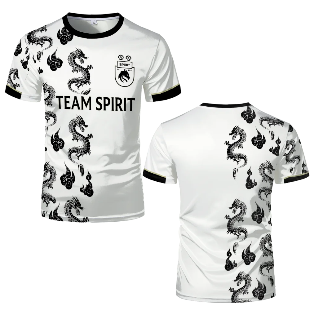 New Team Spirit Jerseys Fashion T-Shirt Game Esports Player Uniforms Competition Men T Shirt Breathable Mesh Fabric Fans Boy Tee