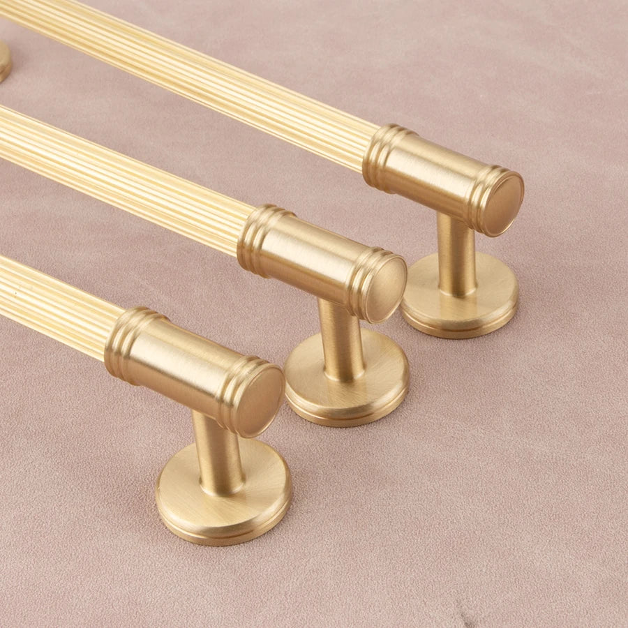 KEDLO French modern light luxury solid brass gold stripe long handle kitchen cabinet Pull handle drawer T handle