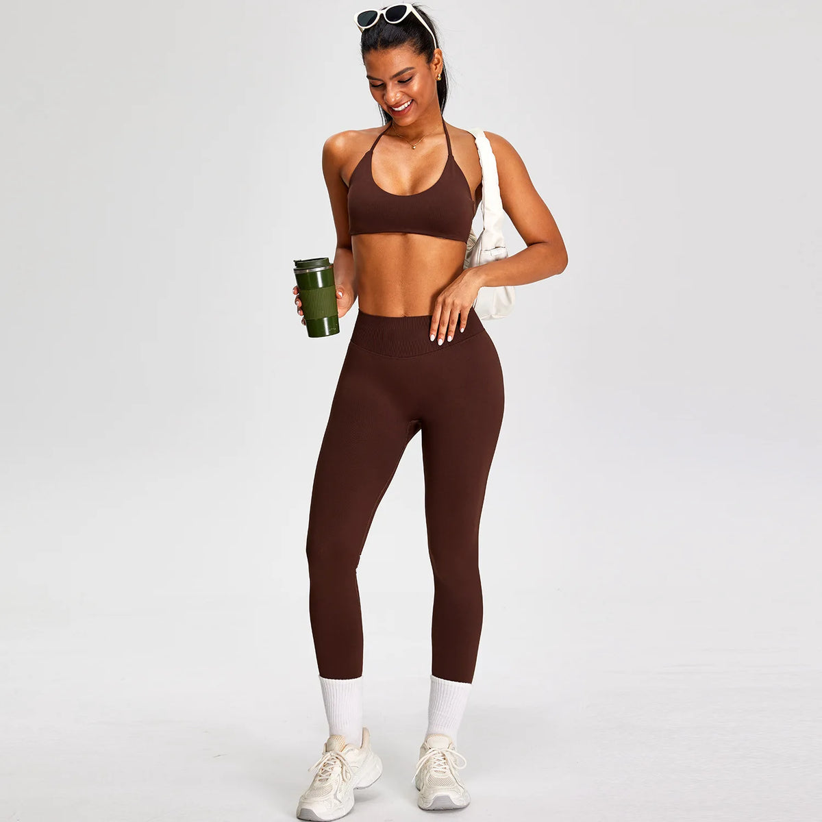 PMW Women Seamless Yoga Set Outdoor Cycling Running Sports Set High Elasticity Lifting Buttocks Quick-Drying Yoga Clothes