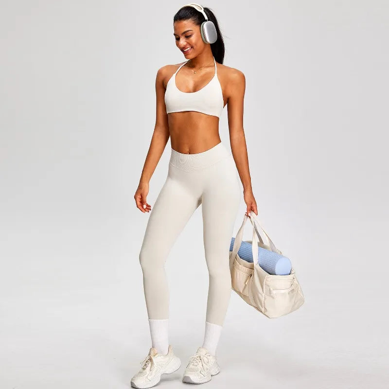 PMW Women Seamless Yoga Set Outdoor Cycling Running Sports Set High Elasticity Lifting Buttocks Quick-Drying Yoga Clothes