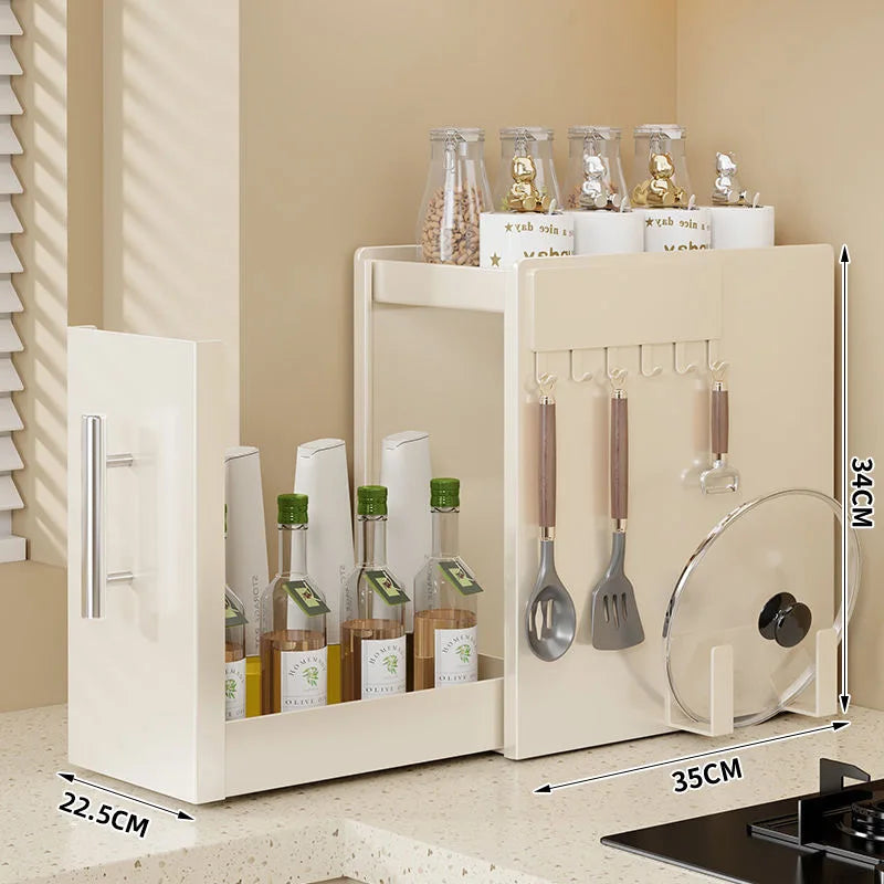 Ultra-Narrow Dust-Proof Pull-Out Condiment Rack Multi-Functional Kitchen Countertop Storage Organizer for Home