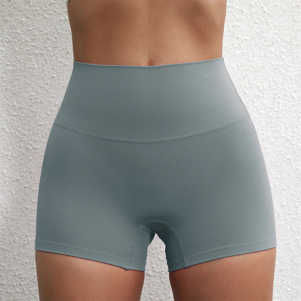Solid Color Tight Compression Sport Short High Waist Yoga Ultrashort Legging Training Soft Women Gym Athletic Tight Squat Proof