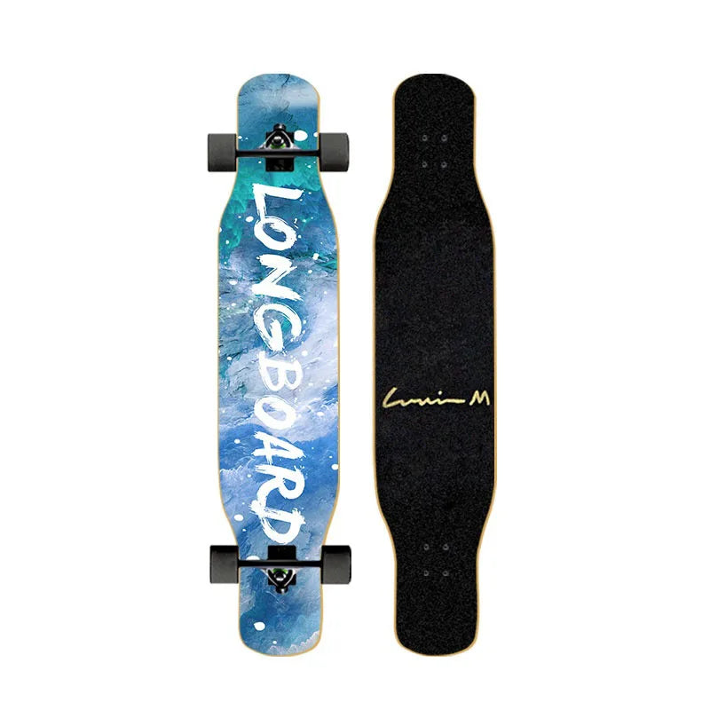44-inch longboard skateboard for beginners, men, women, adults, professional double-kick dance board, youth maple wood four-whee