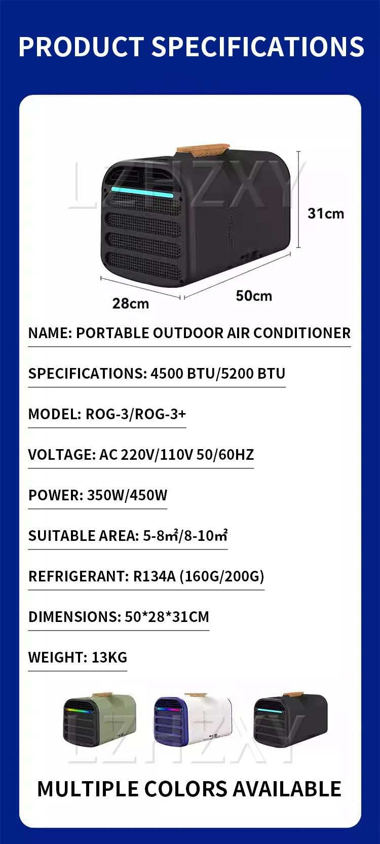 220V Portable Car Air Conditioner for Outdoor Camping Compact Compressor-Integrated Portable Car Cooler No Installation Requi