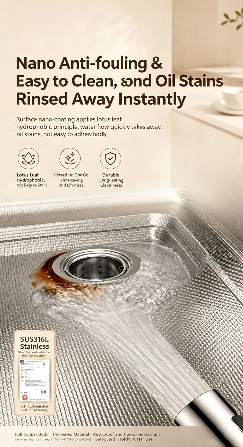 316L Stainless Steel Kitchen Sink Undermount Sinks Antiscratch Rice Granule Embossing Large Single Slot Dish Wash Basin