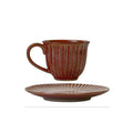 A Set of Cups and Plates Coffee Cup Retro Style Ceramic Striped Office Afternoon Tea Coarse Pottery Drinking Water Milk Cup