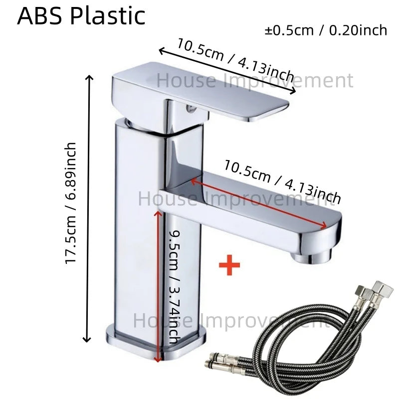 Hot and Cold Bathroom Faucet Water Mixer Tap Single Handel Single Hole Deck Mounted Plastic Washbasin Bathtub Faucet G1/2