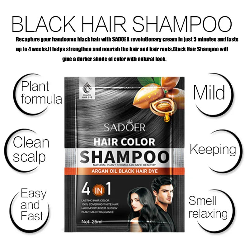 Gray White Hair Treatment Shampoo White To Black Anti Gray Hair Beard Dye Anti Loss Repair Nourish Hair Care Products Men Women