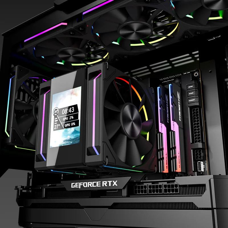 Power Train X-GAMERX MK8 Air Cooling CPU Radiator 6 Heat pipes Radiator ARGB Dual Fan LCD Screen Cooler INTEL LGA1700 1200 AM5