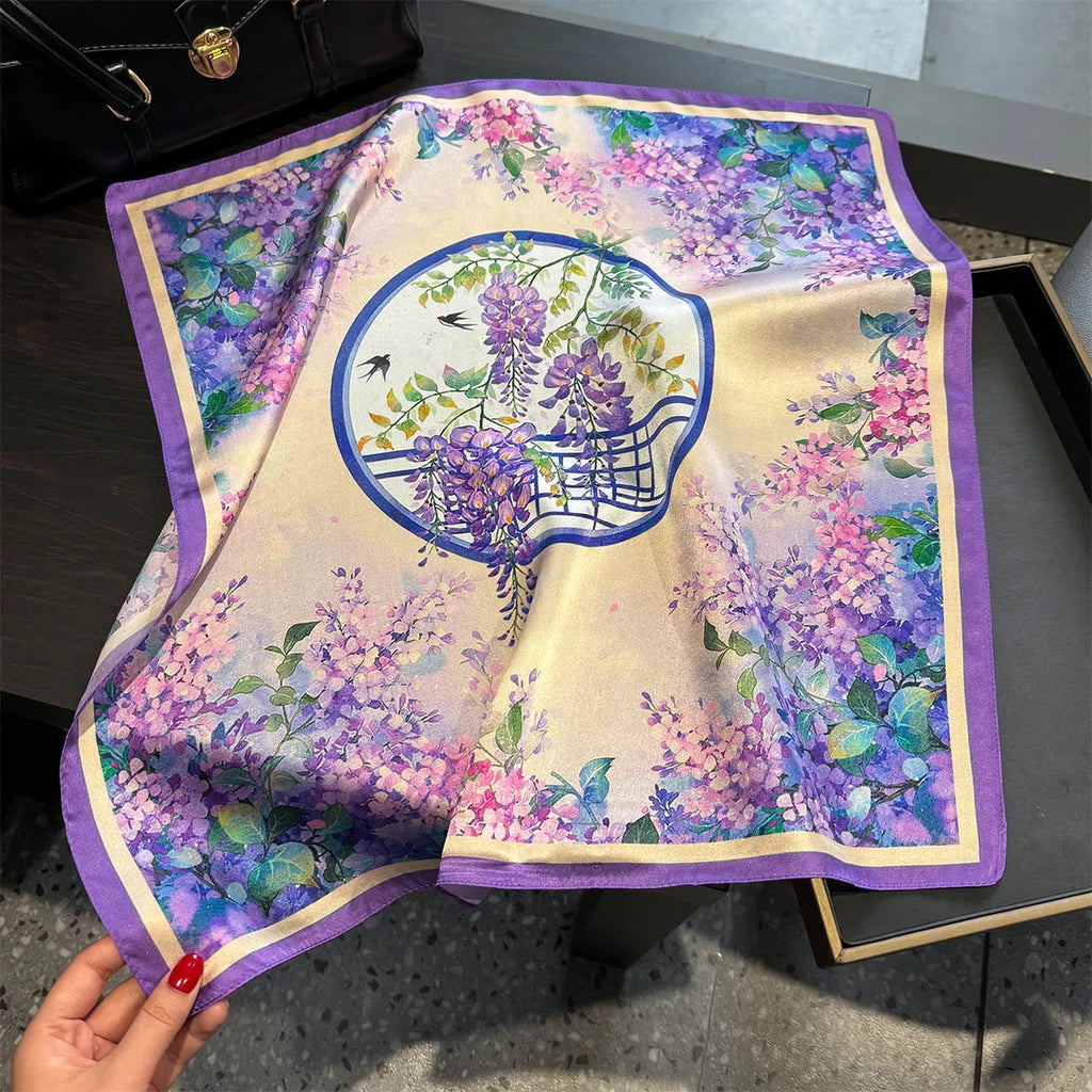 Nature Silk Neck Scarves Lady Foulard Lovely Strawberry Print 100% Real Silk Square Scarf for Women Bag Ribbon Hairband Kerchief