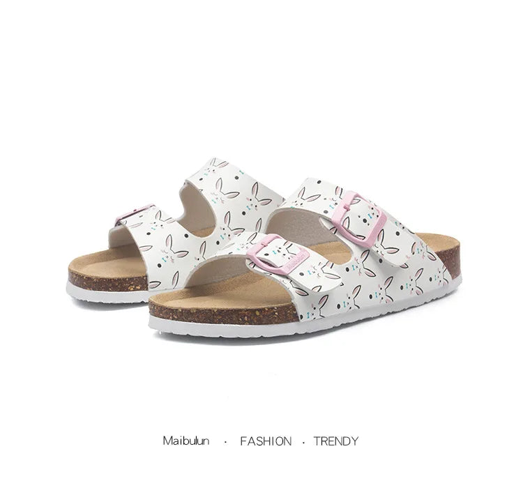 Slippers Women Buckle Flat Bottom Cork Slippers Man Summer Unisex Beach Button Outdoor Casual Sandals Designer Ladies Shoes