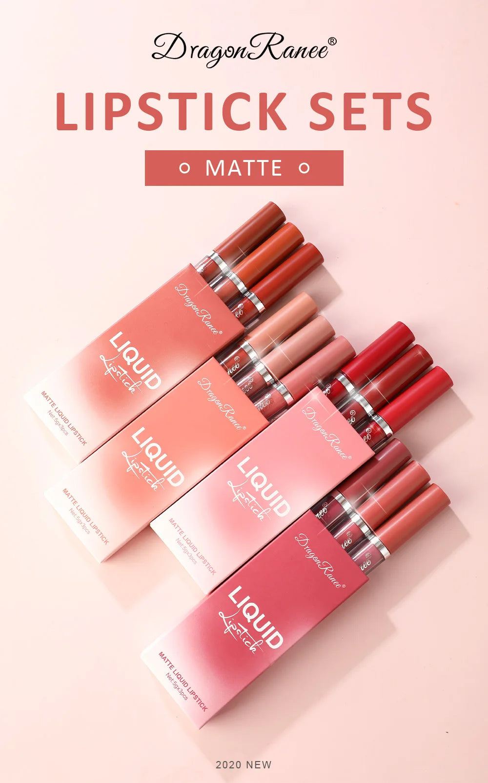 3PCS/Sets Velvet Matte Lip Gloss Lasting Waterproof Nude Sexy Red Liquid Lipstick Moisturizing Lip Stain Tint Cosmetic For Women