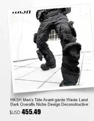 HKSH Autumn New Men's Hooded Distressed Patchwork Folded Waste Land Tactical Punk Techwear Shoulder Batwing Sleeve Jacket HK2392