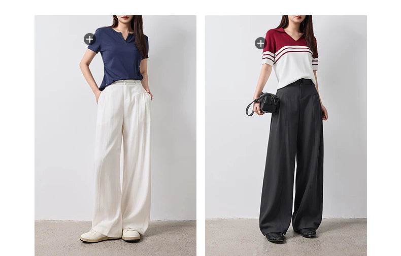 TOYOUTH Women Wide Leg Pants Summer 2026 Textured 3D Pleated Design Hip Covering Loose Breathable Comfortable Casual Daily Style