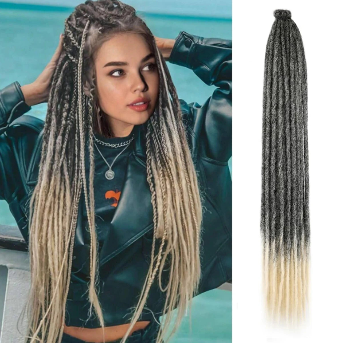24 Inch Synthetic Dreadlock Extensions 10 Root/pack Hippie Single Ended Dreads Ombre Loc Extensions Reggae Style Crochet Hair