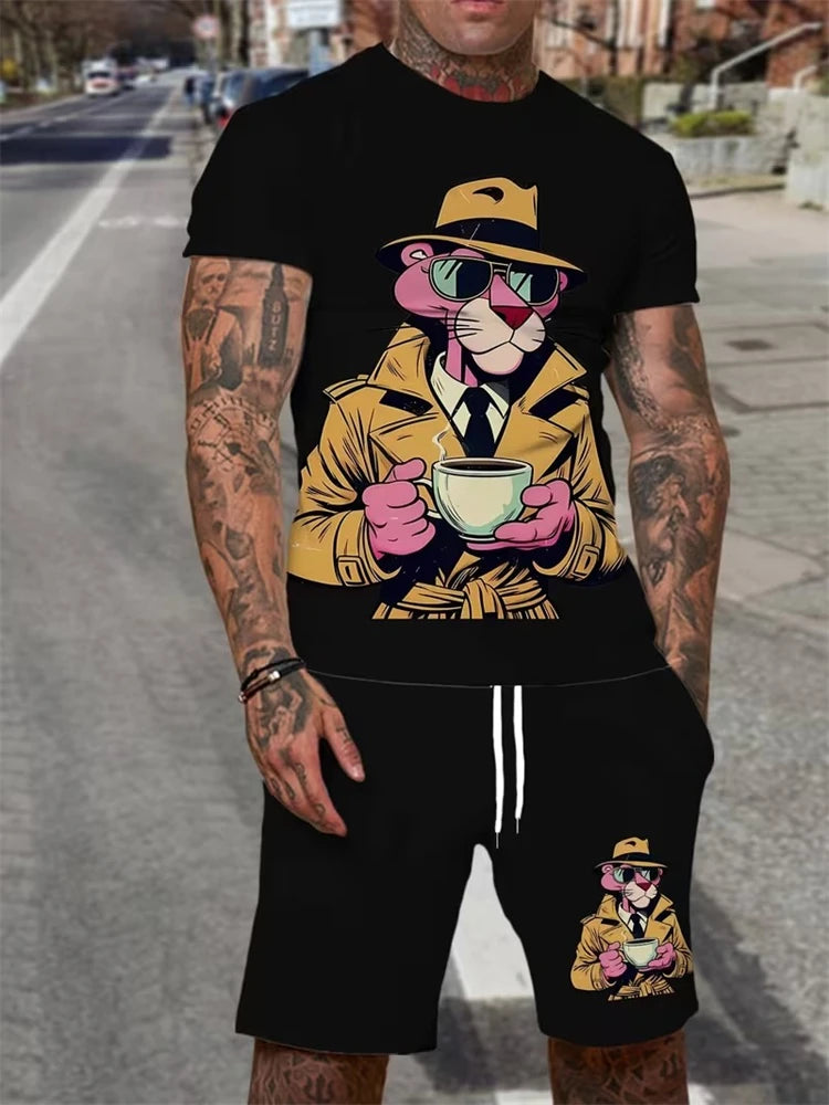 2026 New 3D Printed Skull Men's Casual Short-sleeved Top And Shorts, Daily Simple And Casual Versatile Men's 2pcs Set 2XS-6XL