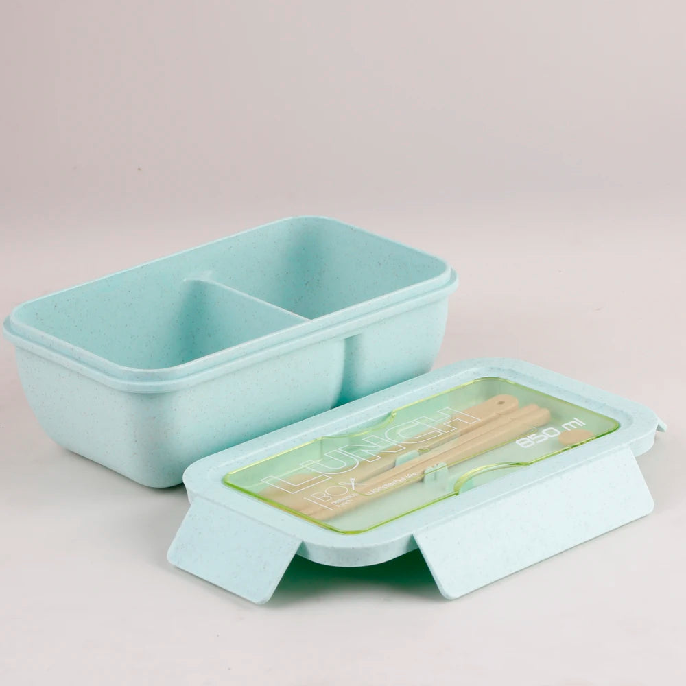 Microwave Lunch Box, Eco-Friendly BPA Free Wheat Straw Bento Box with Chopsticks , Kitchen Food Container ,Soup Can with Spoon
