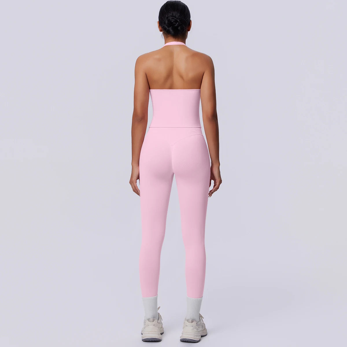 2PCS Woman Yoga Set Solid Color Sexy Fitness Top Summer Gym Workout High Stretch Female Pants Sports Fitness Clothing Yoga Set