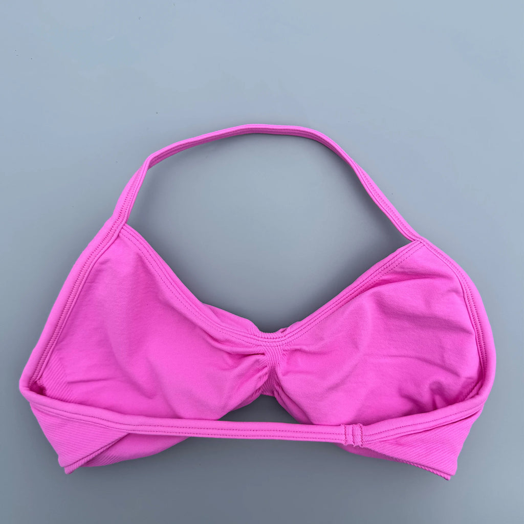 Sports Strappy Bra Yoga Underwear Women Gym Crop Top Running Exercise Backless Bra Support ActiveWear Fitness Workout Halter