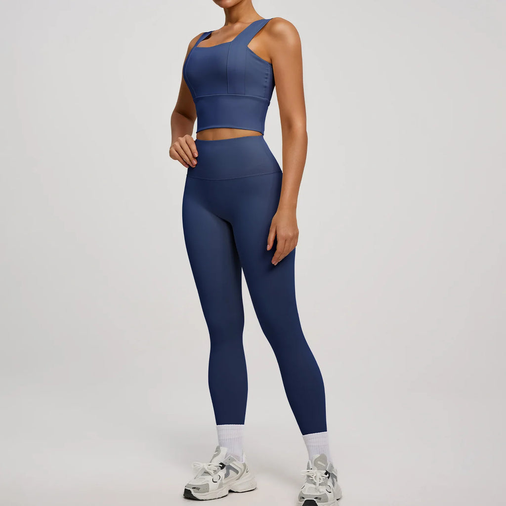 Solid Color Bra, Trousers, Yoga Suit, Tight and Thin, Nude Running Sports and Fitness Clothes