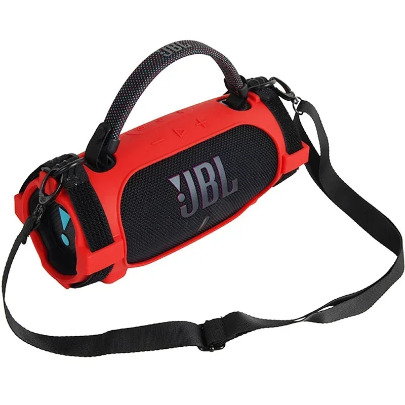 Newest Soft Silicone Case Cover Skin With Strap Carabiner for JBL Charge 6 Portable Waterproof Wireless Bluetooth Speaker
