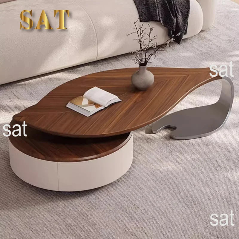 ！@Living Room Furniture Set Wooden Modern Nesting China Small Oval Shape Side Tea Table Design Leaf Shaped Coffee Table
