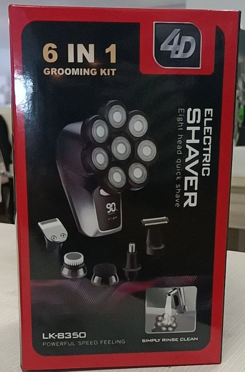 6-In-1 Electric Head Shaver for Bald Men 7 Blades Floating Razor Hair Trimmer USB Recharge LED Display Beard Shavers Waterproof