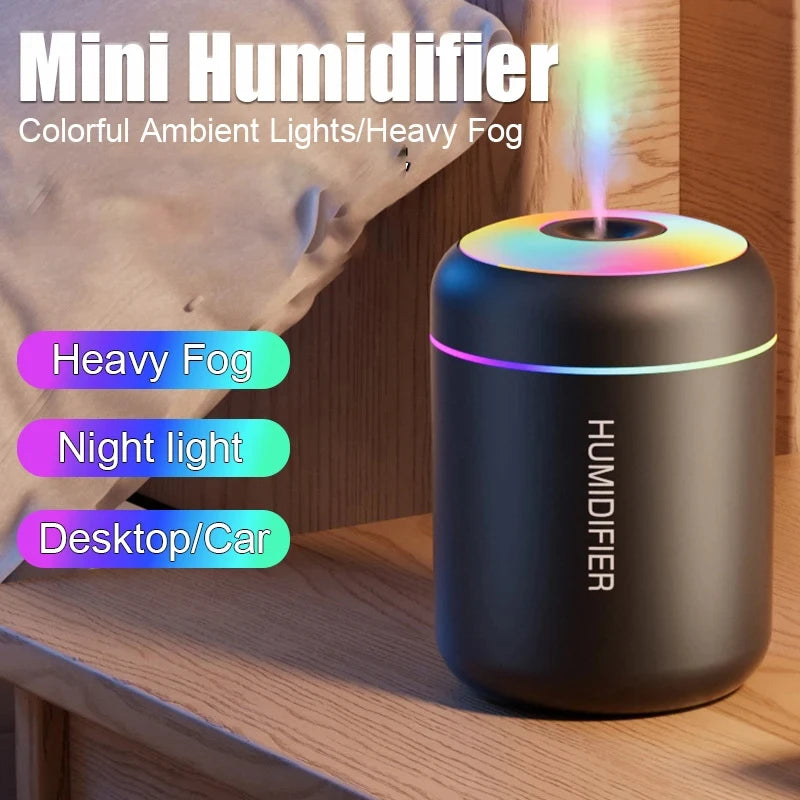 HOMEFISH Mini Air Humidifier Usb Aroma Diffuser Essential Oil Purifier Cool Mist Sprayer Home Bedroom LED Desktop Humidificador