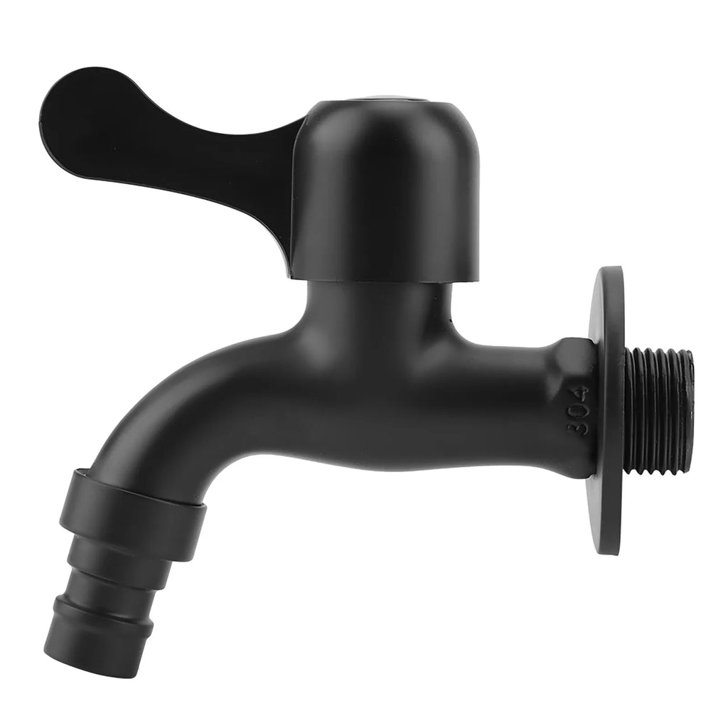 304 Stainless Steel Black Wall Mount Tap Garden Water Faucet for Bathroom(Washing Machine)