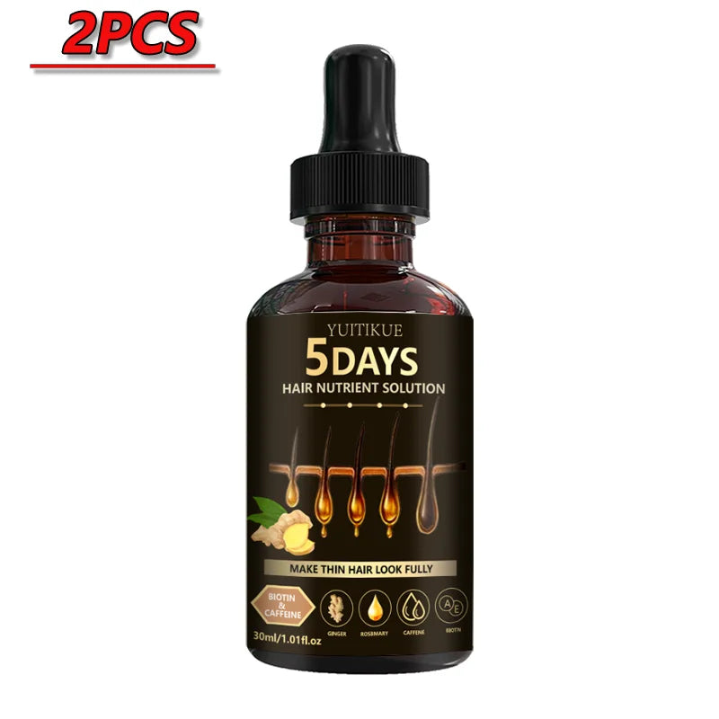 YUITIKUE 5 Days Hair Nutrient Solution 30ml - Ginger & Rosemary Scalp Serum for Fuller, Thicker Hair