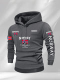 Norwegian Print Fashion Men Women Hooded Sweatshirt Autumn Winter Daily Outdoor Vacation Fitness Casual Loose Warm Sportswear