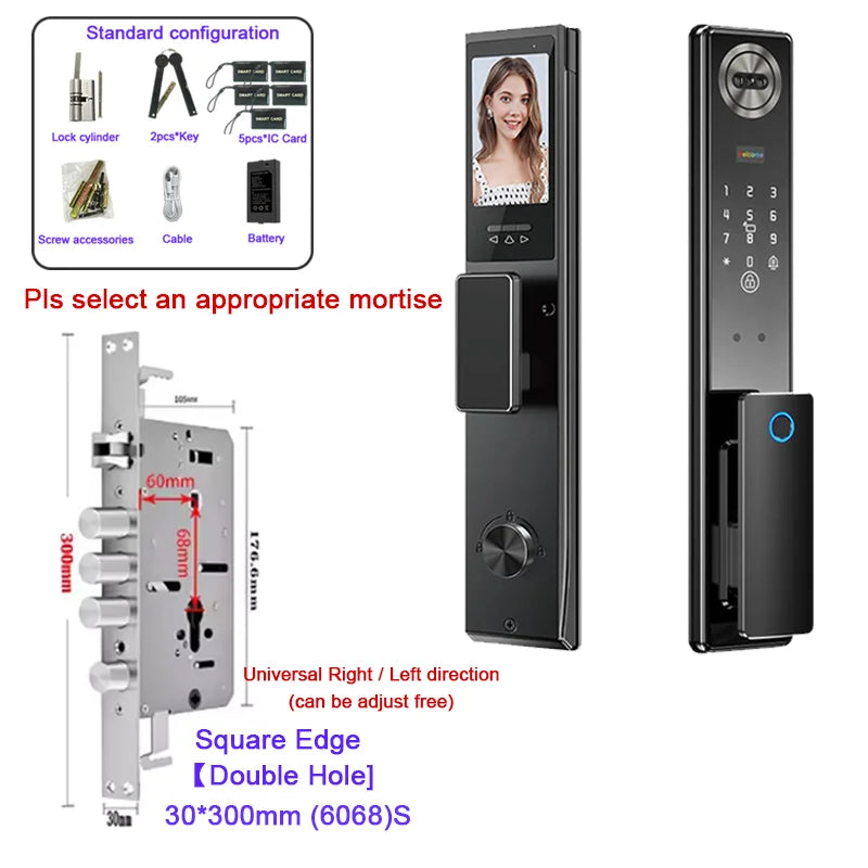 Wifi Tuya APP 3D Face Recognition Smart Door Lock With Camera Video Call Voice Intercom Digital Door Lock Automatic Door Lock