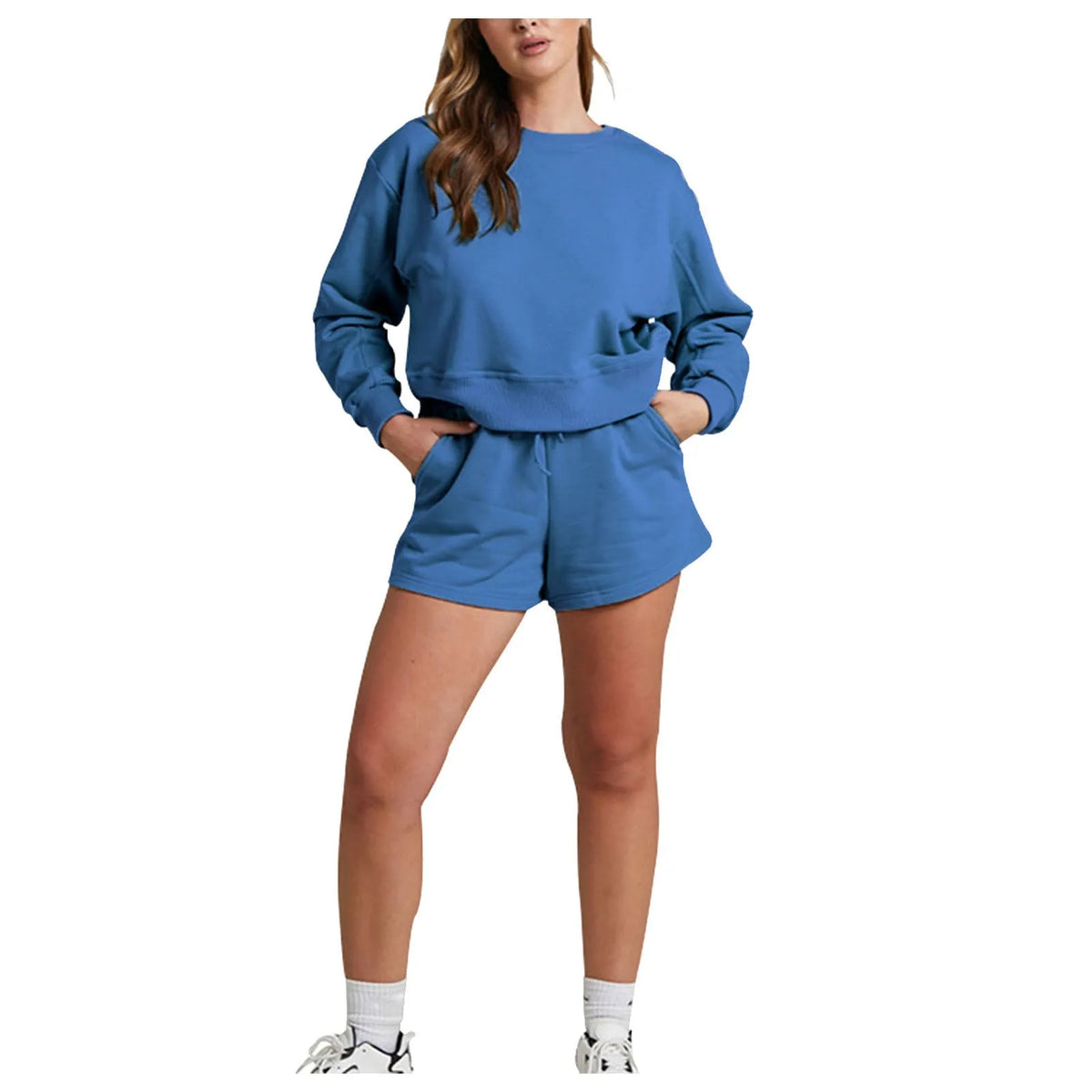 shorts sets women 2 piece outfits Womens Self Cultivation Long Sleeve Casual Hooded Sweatshirt Two Piece костюм женский летний